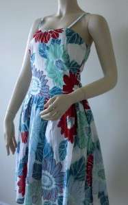 170 NEW Women Flower Print Blue/Red SUMMER DRESS S  