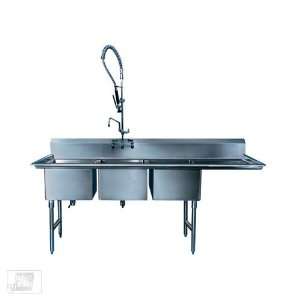  Win Holt WS3T1824RD24 84 1/2 Three Compartment Sink w/One 