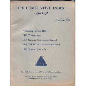  IRE ( Institute of Radio Engineers ) Cumulative Index 1954 