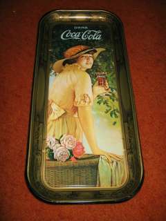 Coca Cola TRAY  GIRL in Yellow DRESS  1972  9x19  Coke  Soda Pop 