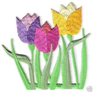 Large Tulip Flower Spring Embroidery patch applique  