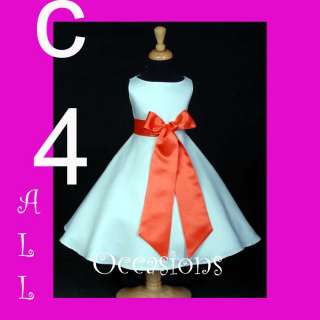 FLOWER GIRL DRESS IVORY/ORANGE 18M 2 4 5 6 8 9 10 12 14  