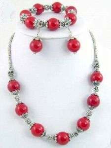 tibet RED CORAL Necklace&Bracelet&earrings  