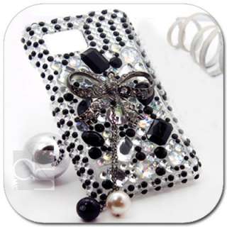 Black Bow BLING Hard Case For Sprint Samsung Epic Touch 4G D710 Galaxy 