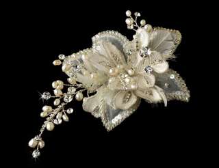   Pearl Rhinestone Floral Bridal Tiara Hair Comb Pin clip 8151sv  