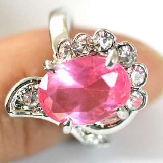   GP Ladys Oval Pink Diamante CZ Cocktail Ring Fashion Jewelry  