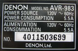 DENON AVR 983 AV. SURROUND RECEIVER AVR 983  