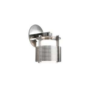   Pool 1 Light Wall Sconce in Satin Nickel with Metal Grid glass Home