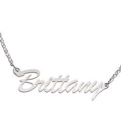 Sterling Silver Brittany Script Name Necklace  