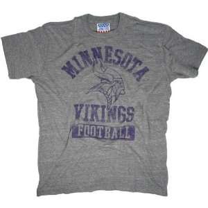  Minnesota Vikings Distressed Logo Tri Blend T Shirt (Grey 