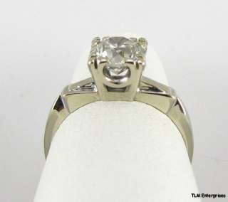 05CT European Cut Diamond ENGAGEMENT RING   14k Solid White GOLD 