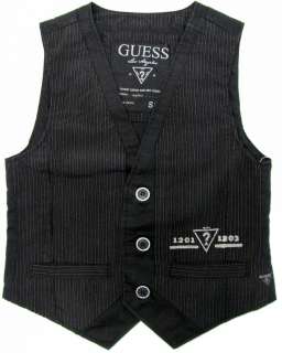 GUESS Boys Black Pinstripe Button down Vest NWT $44.50  