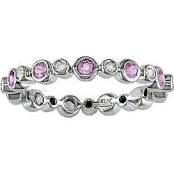 14k Gold 1/4ct TDW Diamond and Pink Sapphire Eternity Band   