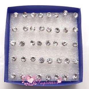 New hot style Lots200Pairs 4mm Round Clear Crystal RhinestoneEarrings 