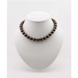 Pearl Strand Necklace 12 mm, Chocolate Brown Seashell Pearls 17 Inch 