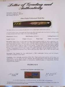 ALBERT PUJOLS SIGNED GAME USED BAT PSA/DNA GRADE 8  2011 MARUCCI 