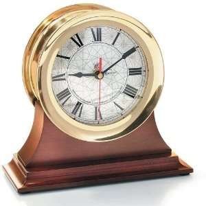  Brass Ships Clock with Mahogany Base