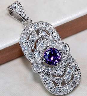 Amethyst,White Topaz & 925 SOLID STERLING SILVER PENDANT. Dimension of 