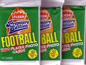 1990 Fleer FOOTBALL Wax Packs LOT of 3 for $1  