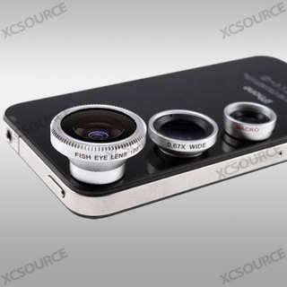 Wide Lens + Macro Lens + 180°Fish Eye Lens for iPhone 4 4S iPad 2 