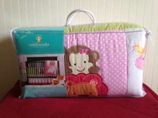New Tiddliwinks Sweet Safari 3 Pc Baby Crib Bedding Set Girls Pink 