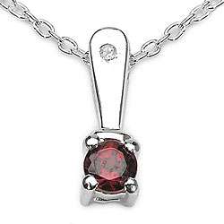 Sterling Silver Garnet and White Topaz Necklace  