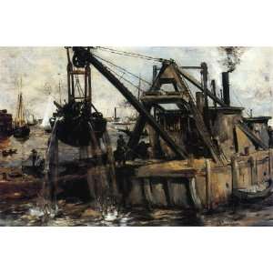     John Henry Twachtman   24 x 16 inches   Dredging In The East River
