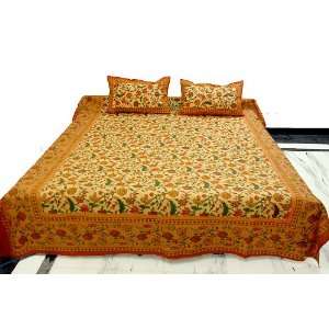  Indian Bed Sheet Home Furnishing Hand Block Printed Cotton 