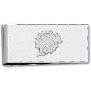  Dolphins 5/8 Sterling Silver Round Logo on Nickel Plated Money Clip 