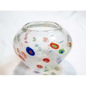    Italian Design Crystal Millefiori Glass Vase Patio, Lawn & Garden