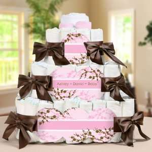   Blossom   3 Tier Personalized Square   Baby Shower Diaper Cake Baby