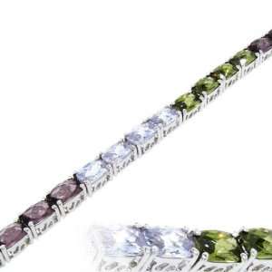  Beautiful Sterling Silver Multi Color CZ Stone 7 Link 