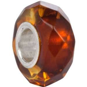   Amber Bead Charm with Solid Sterling Core for European Charm Bracelet