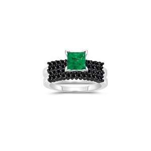  0.86 Cts Black Diamond & 0.71 Cts Emerald Matching Ring 