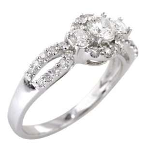  0.87 ct Round Diamond Engagement Ring 14k White Gold 