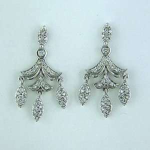  0.82 Ct Antique Style Round Cut Diamond Earrings 14k White 