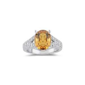  0.63 Ct Diamond & 2.20 Cts Citrine Ring in 18K White Gold 