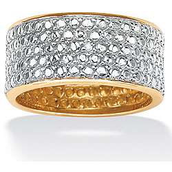 10k Gold over Silver Diamond Accent Pave Eternity Ring  