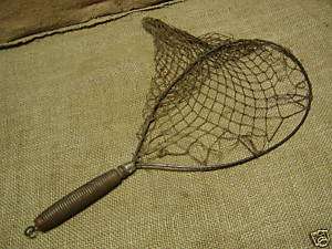 Vintage Wooden Handle Fishing Net Antique Nets Fish ^  