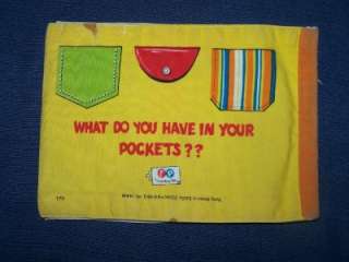 Vintage Fisher Price Whats In My Pocket Surprise Cloth Book For Boys 