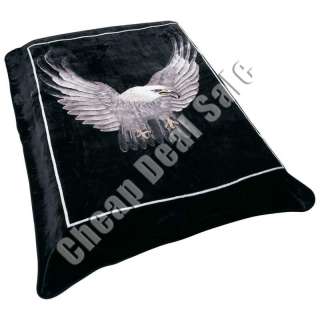 Blanket Bed Spread Black Super Soft Plush Fleece Eagle King Queen 79 