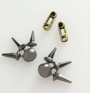 Abbey Dawn Two Tone SAFETY PIN & SPIKE Earring Set ~NEW  