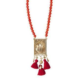 CALYPSO ST BARTH Target Red Bead Pendant Necklace Lotus  
