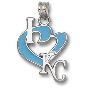 Kansas City Royals MLB I Heart Kc 3/4 Enamel Pendant (Silver 