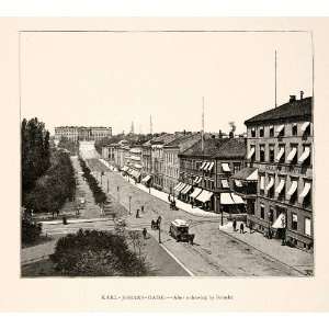  1894 Print Karl Johans Gate Street Christiania Oslo Norway 