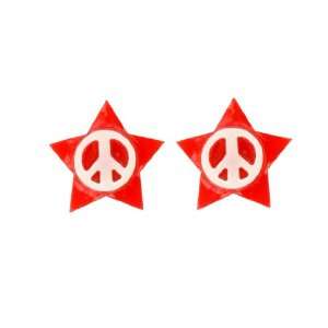  Plastic Fashion Earrings ER STAR RD PEACE Red Star White 
