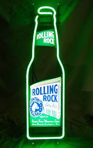   32 Green Rolling Rock Beer Bottle Bar Neon Light Everbright  