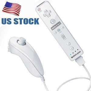 White Built in Motion plus Remote Controller 2in1 f Wii  