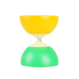   diabolo toy green yellow 2 x plastic hand stick the string included