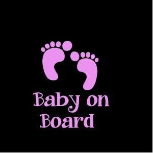  Baby on Board Feet Car Window Decal Sticker Girl Pink 5 